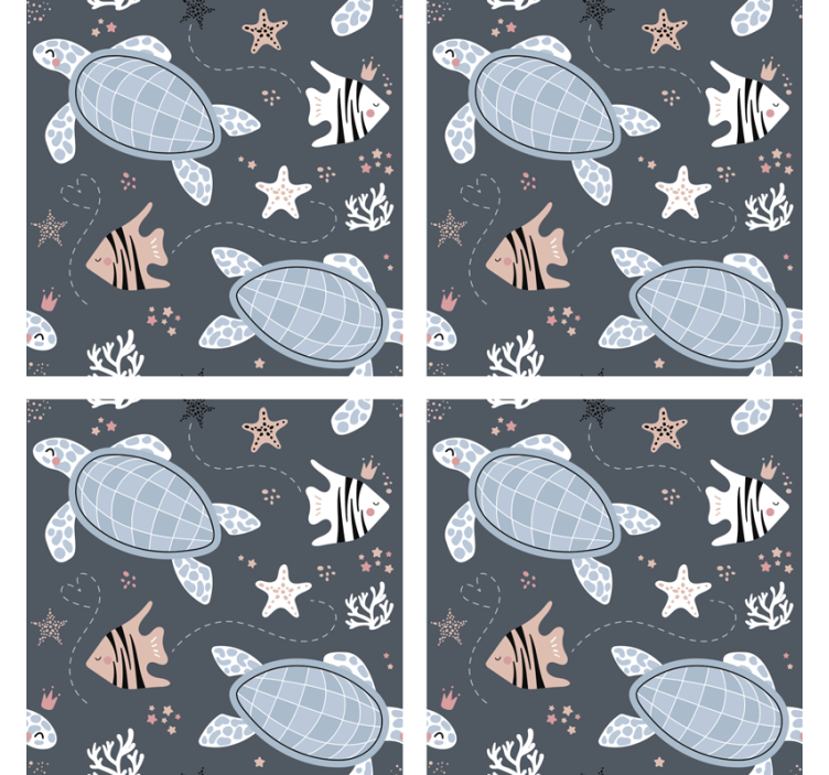 Suporturi pahare geeks cu model de creaturi marine - TenStickers