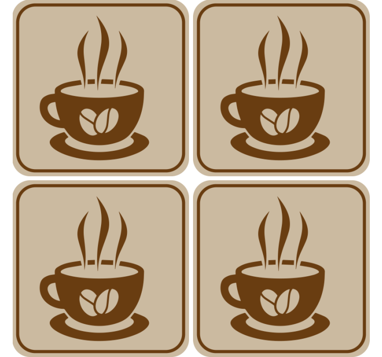 Ceașcă de cafea cu fasole coaster vintage - TenStickers
