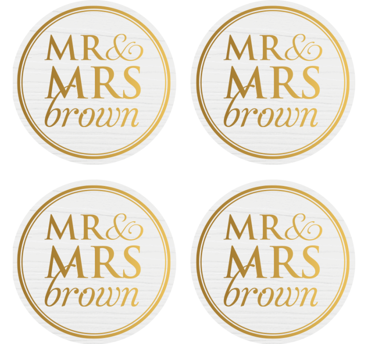 Coaster elegant de nunta personalizabil mr & mrs - TenStickers
