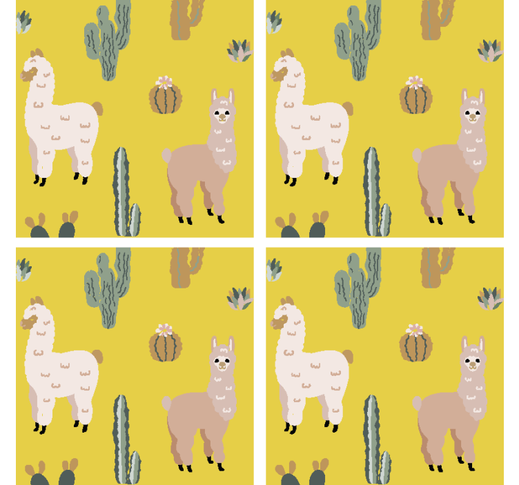 Suporturi pahare geeks cu model de lama și cactus - TenStickers