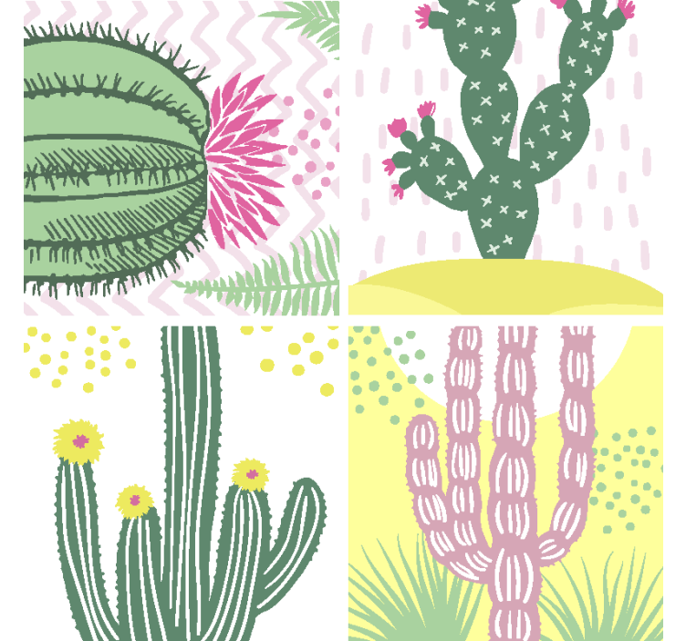Suporturi pahare geeks cu motiv vibrant de cactus - TenStickers
