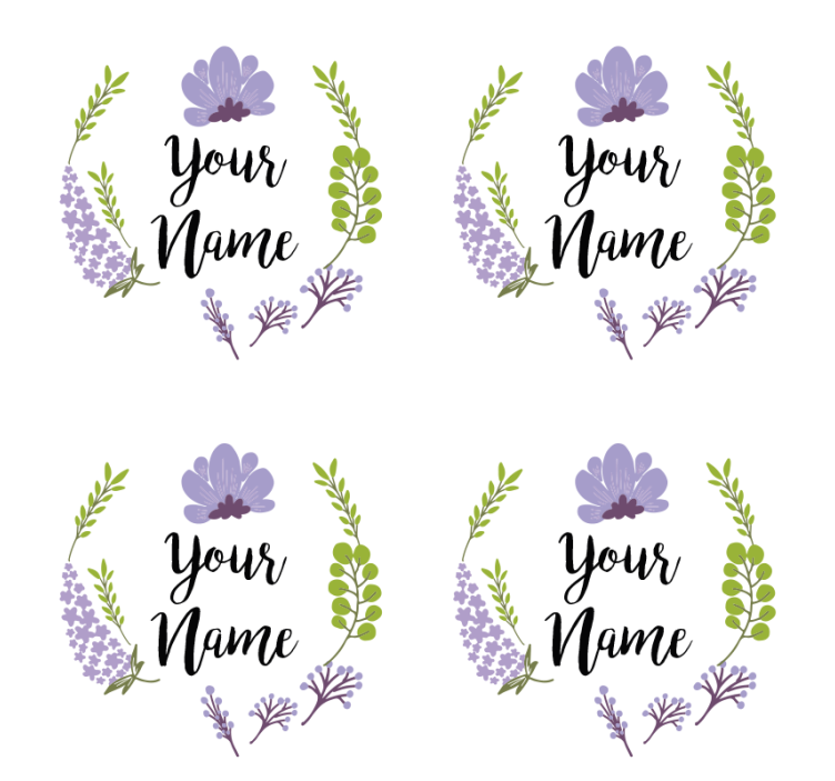 Suporturi pahare cu nume design floral personalizat - TenStickers