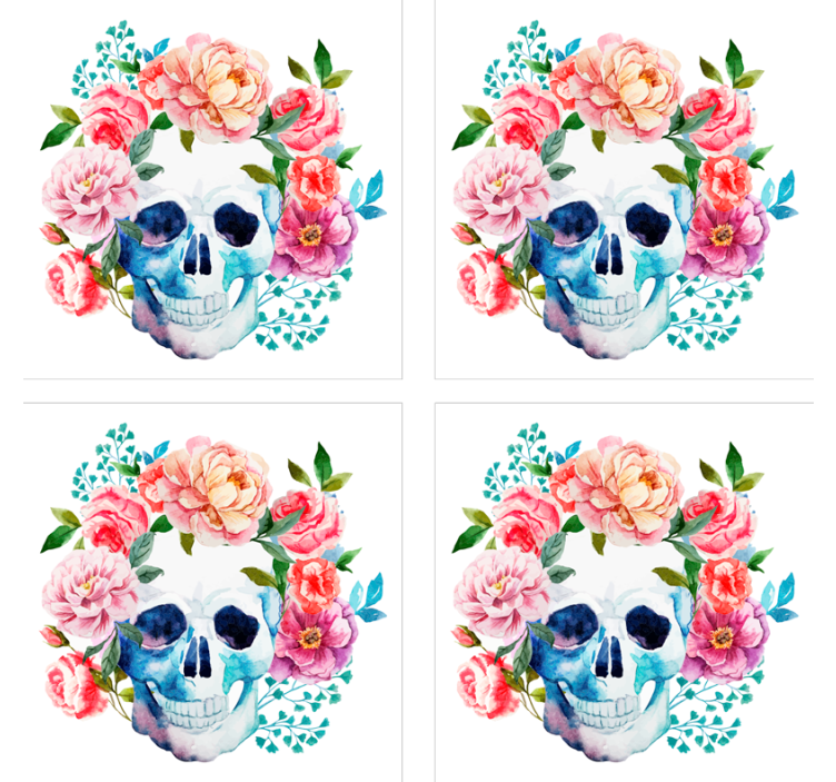 Suporturi pahare geeks cu motiv craniu floral - TenStickers