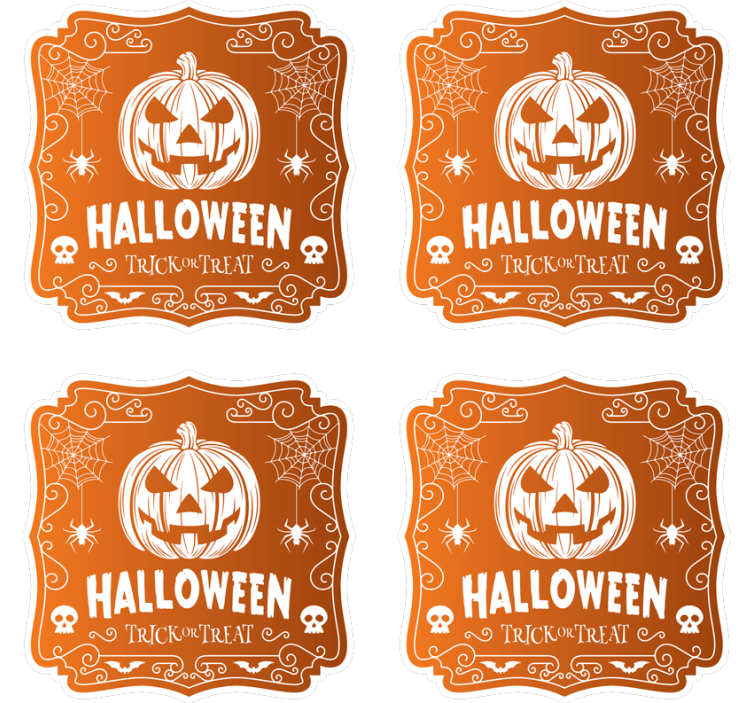 Suporturi pahare de halloween cu design dovleac - TenStickers