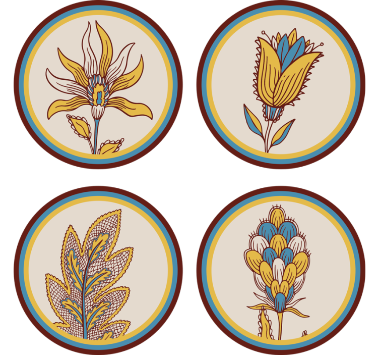 Suporturi pahare set cu motive florale - TenStickers