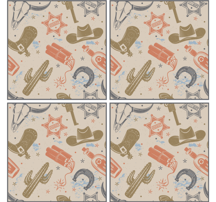 Suporturi pahare geeks cu temă cowboy - TenStickers