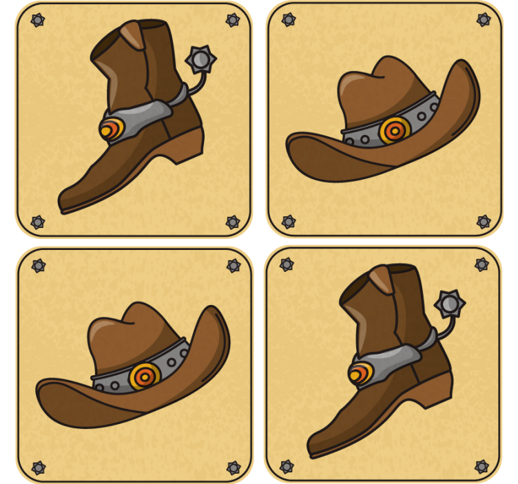 Suporturi pahare geeks pălărie și botină cowboy - TenStickers