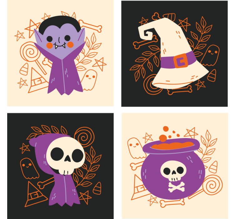 Monștrii drăguți de halloween beau coaster - TenStickers