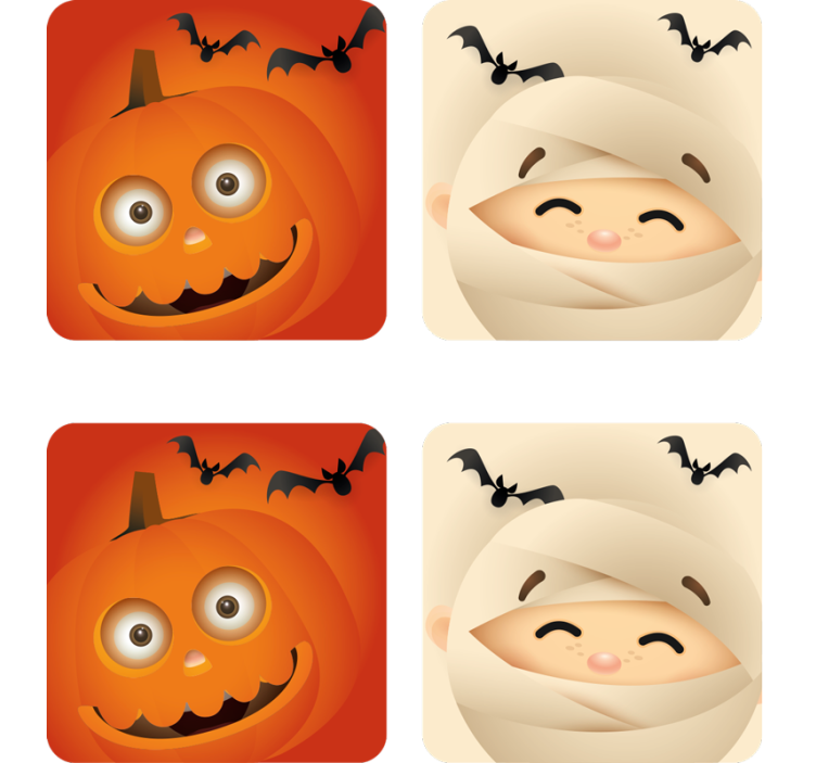 Suporturi pahare de halloween dovleac vesel și mumie - TenStickers