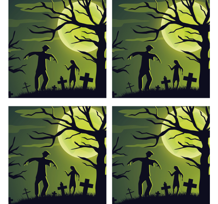 Suporturi pahare de halloween zombie sub lumina lunii - TenStickers