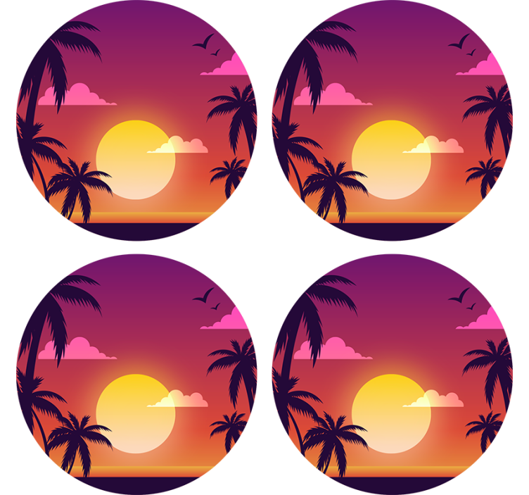 Suporturi pahare geeks cu motiv apus tropical - TenStickers
