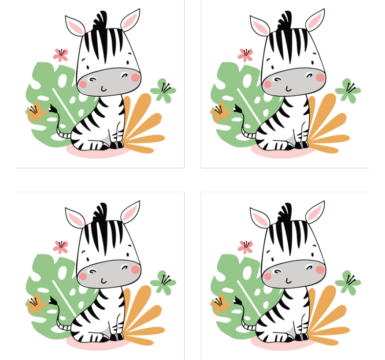 Suporturi pahare geeks cu personaj zebra drăguț - TenStickers
