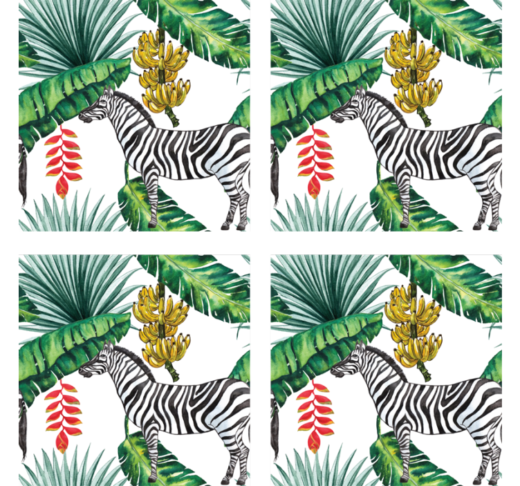 Suporturi pahare geeks zebra și foliaj tropical - TenStickers
