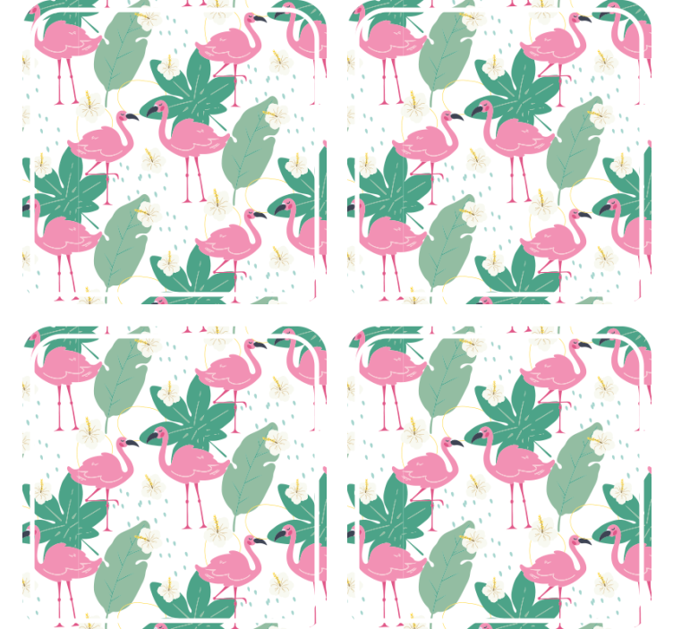 Suporturi pahare geeks model flamingo cu frunze - TenStickers