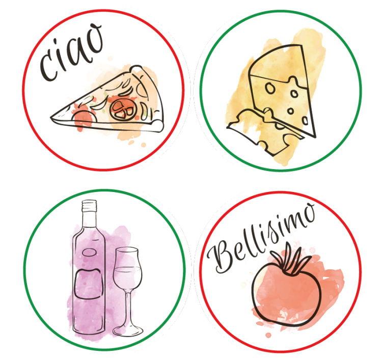 Suporturi pahare cu nume motive culinare - TenStickers