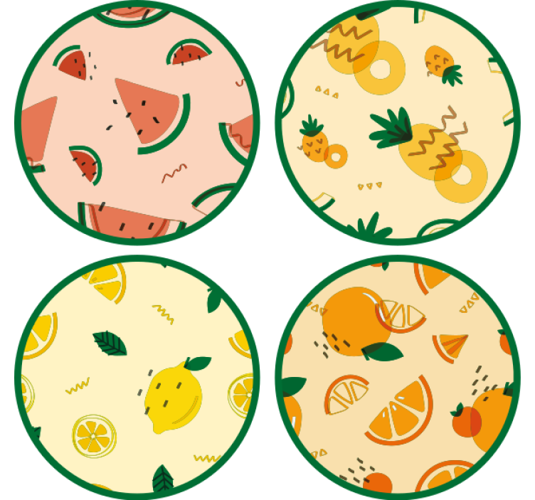 Suporturi pahare geeks cu modele de fructe tropicale - TenStickers