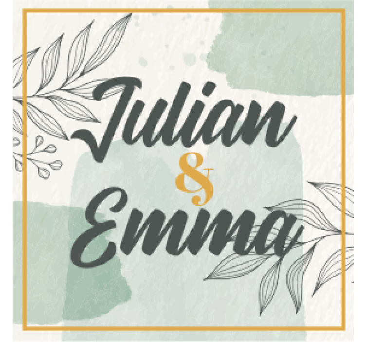 Suporturi pahare de nuntă design personalizat de nume - TenStickers