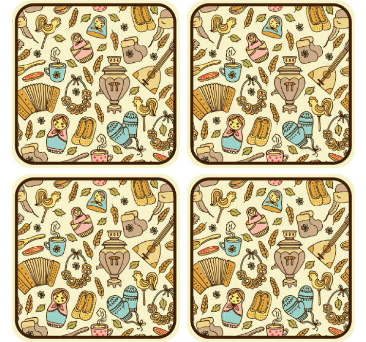 Suporturi pahare geeks cu motive de artă populară jucăușe - TenStickers