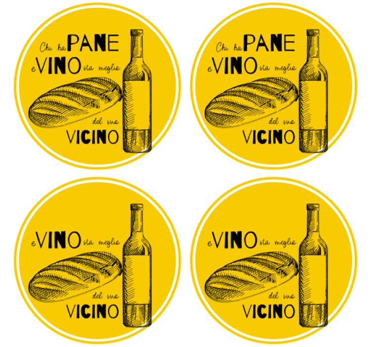 Suporturi pahare cu nume sticlă de vin și pâine - TenStickers
