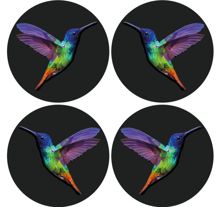 Suporturi pahare geeks cu motiv colibri colorat - TenStickers