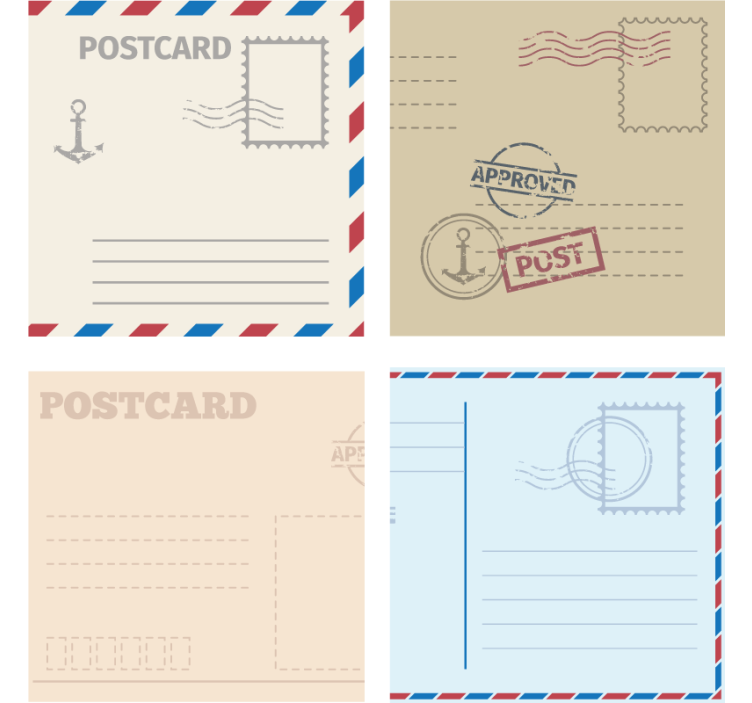 Suporturi pahare moderne design cu cărți poștale vintage - TenStickers