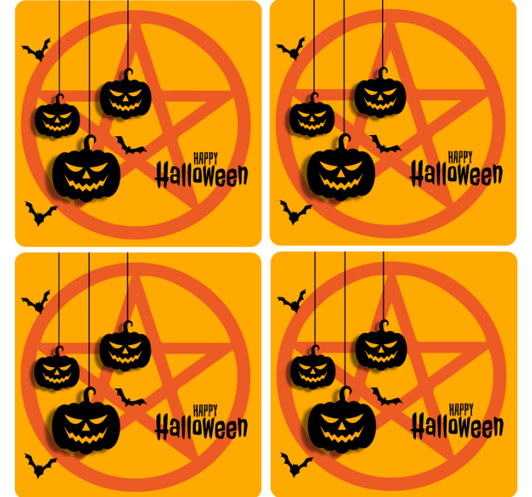 Suporturi pahare de Halloween motiv de dovleac înfricoșător - TenStickers