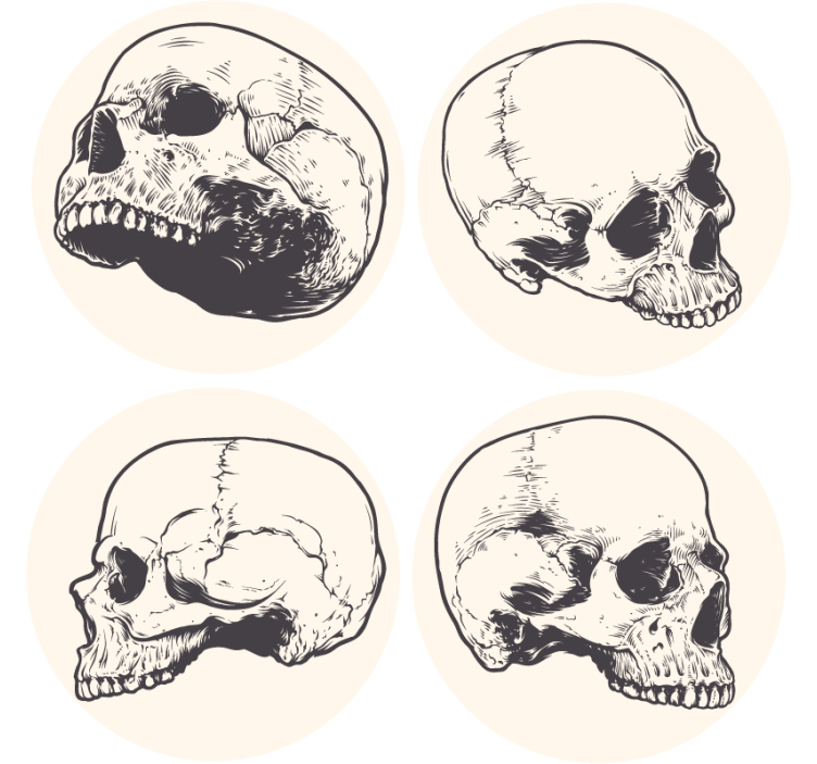 Suporturi pahare geeks set ilustrații craniu - TenStickers