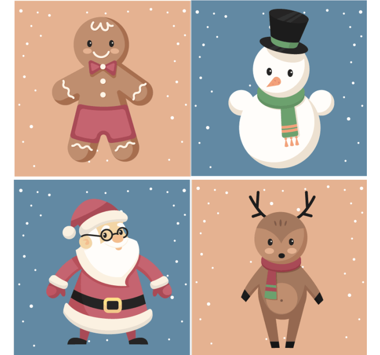 Suporturi pahare de crăciun figurine de turtă dulce festive - TenStickers
