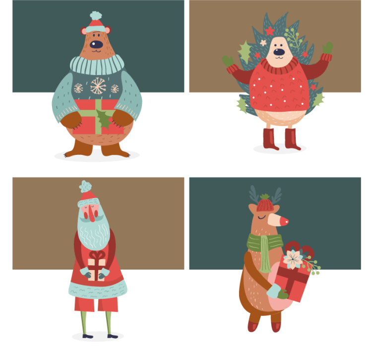 Suporturi pahare de crăciun colecția personaje festive - TenStickers