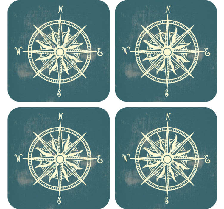 Compas pe harta lumii coaster vintage - TenStickers