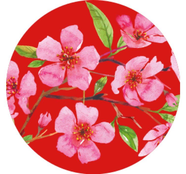 Frumoasa coaster cu flori de sakura in acuarela - TenStickers