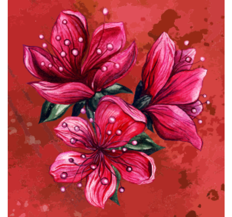 Roșu desenat flori din vinil modern băutură coaster - TenStickers