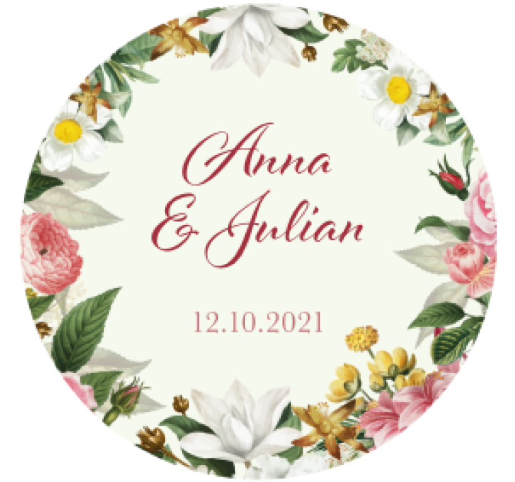 Suporturi pahare de nuntă personalizate florale - TenStickers