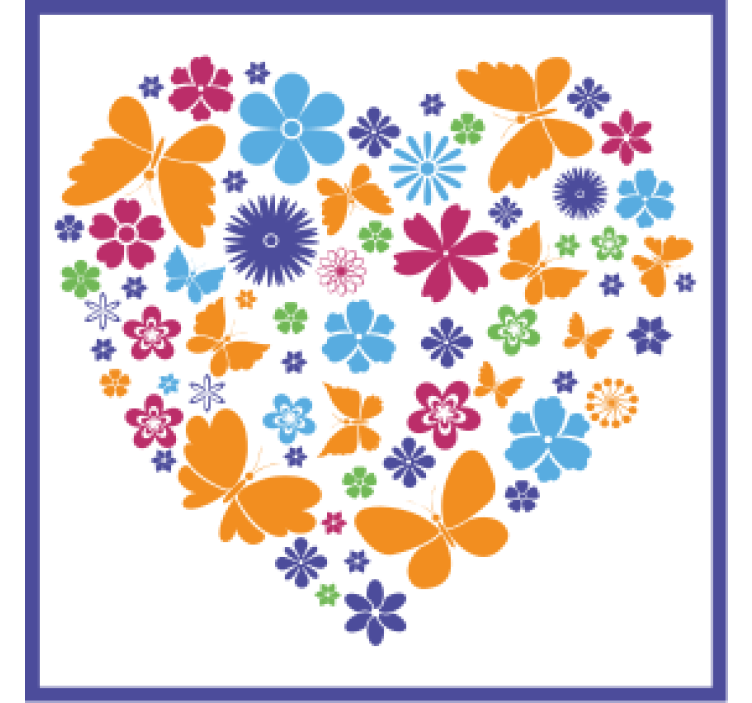 Suporturi pahare moderne aranjament floral inimă - TenStickers