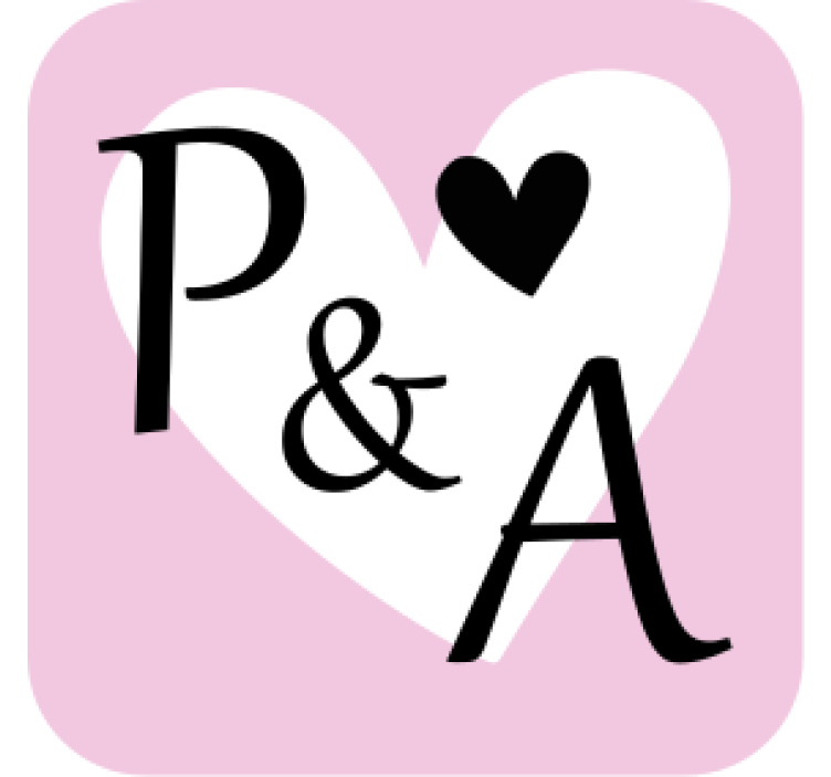 Suporturi pahare de nuntă cu inițiale în inimă - TenStickers