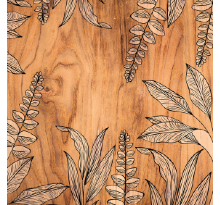 Suporturi pahare cu textură de lemn natural și flori - TenStickers