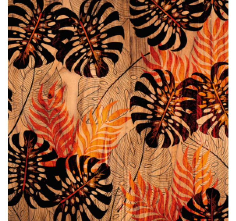 Plante tropicale textura de lemn coaster - TenStickers