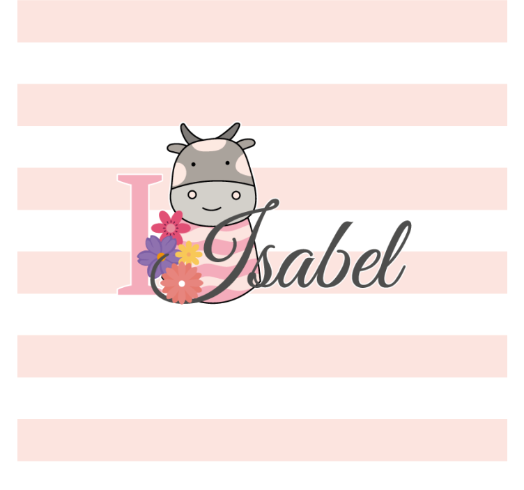 Suporturi pahare cu nume design floral cu vacă personalizat - TenStickers