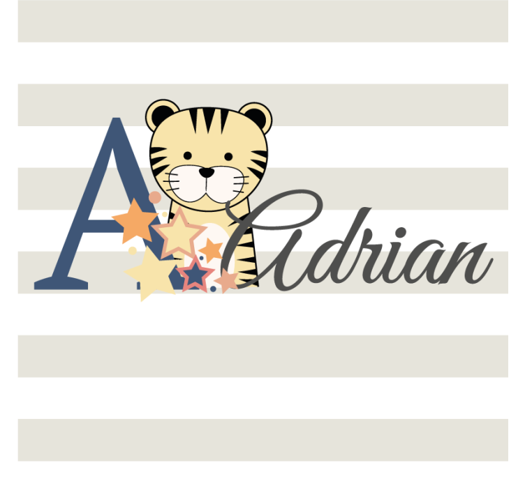 Suporturi pahare cu nume ilustrație de tigru jucăuș - TenStickers