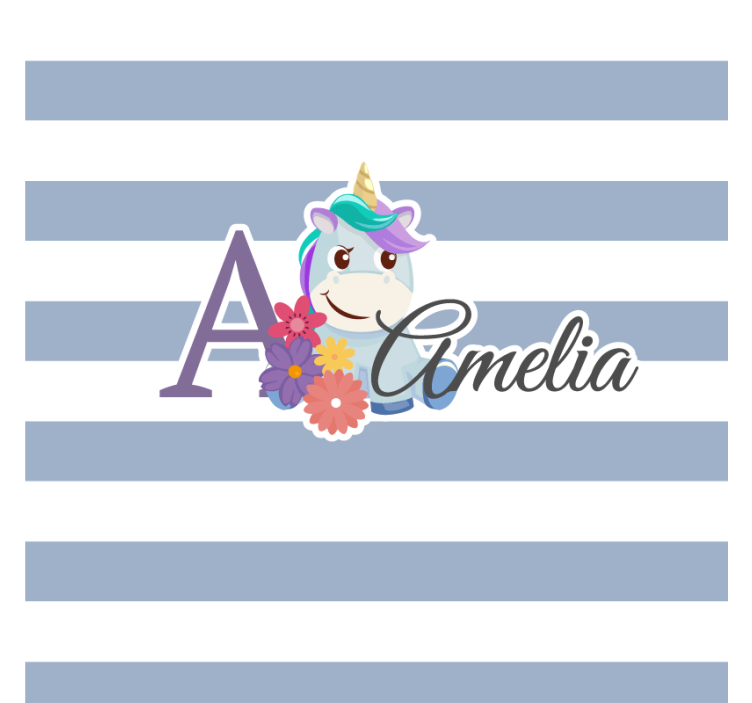 Suporturi pahare cu nume unicorn și inițial floral - TenStickers
