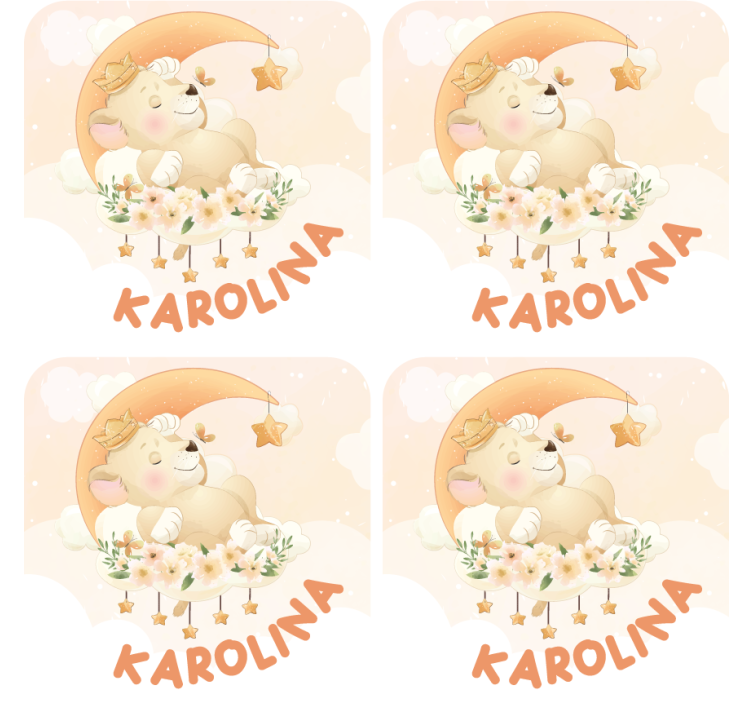 Suporturi pahare cu nume ursuleț somnoros cu stele - TenStickers