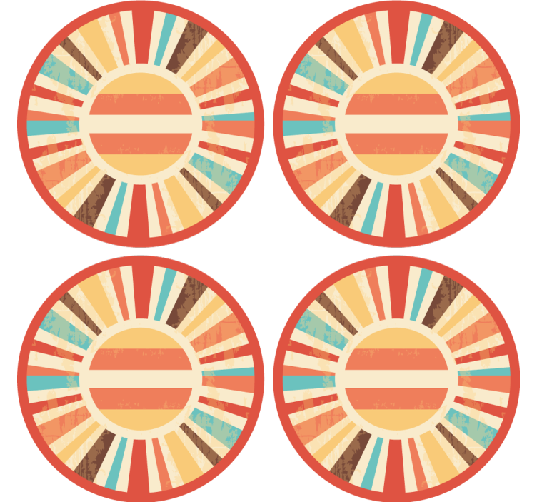 Coaster retro vintage de soare colorat - TenStickers