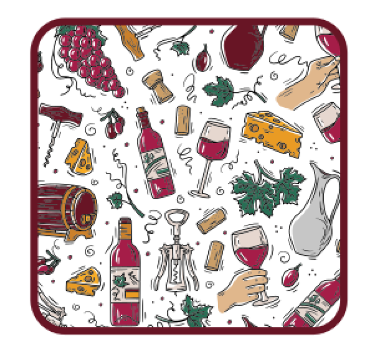 Suporturi pahare de bere sticle de vin struguri brânză - TenStickers