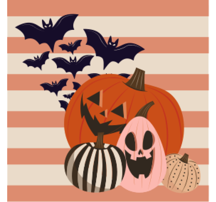 Suporturi pahare de halloween trio de dovleci cu lilieci - TenStickers