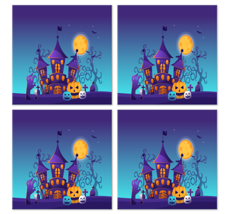 Cimitir infricosator cu lilieci coaster de halloween - TenStickers