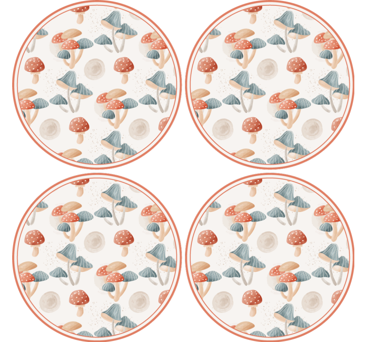 Suporturi pahare geeks cu modele colorate de ciuperci - TenStickers