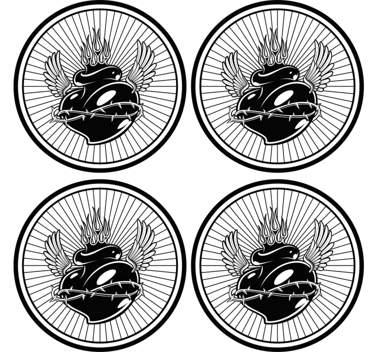 Suporturi pahare geeks inimă cu aripi și spini - TenStickers