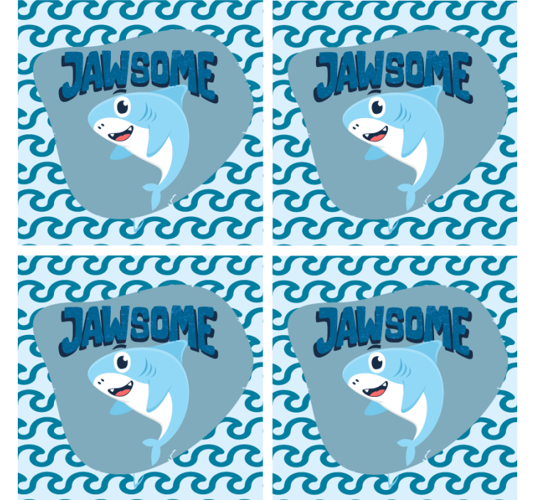 Suporturi pahare geeks rechin desenat cu valuri - TenStickers