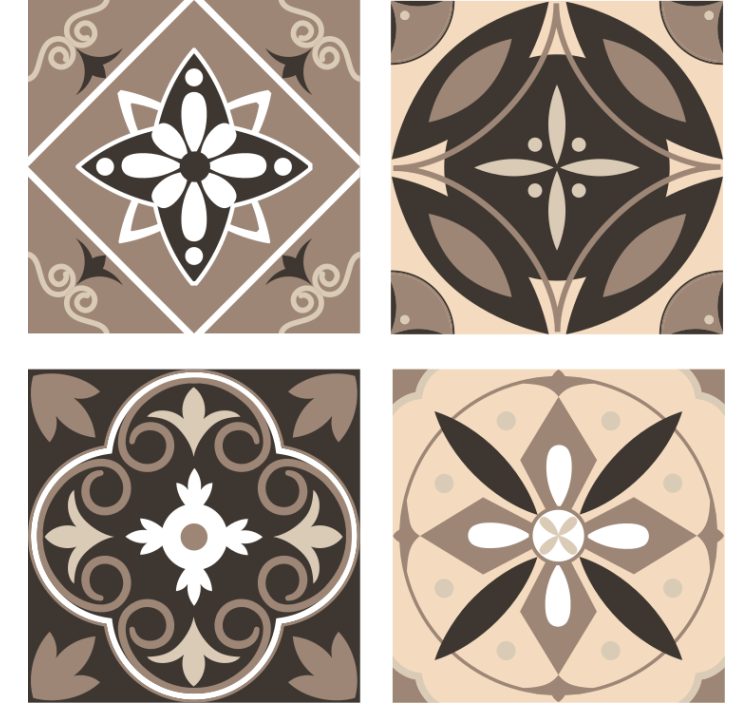 Suporturi pahare set cu model floral geometric - TenStickers