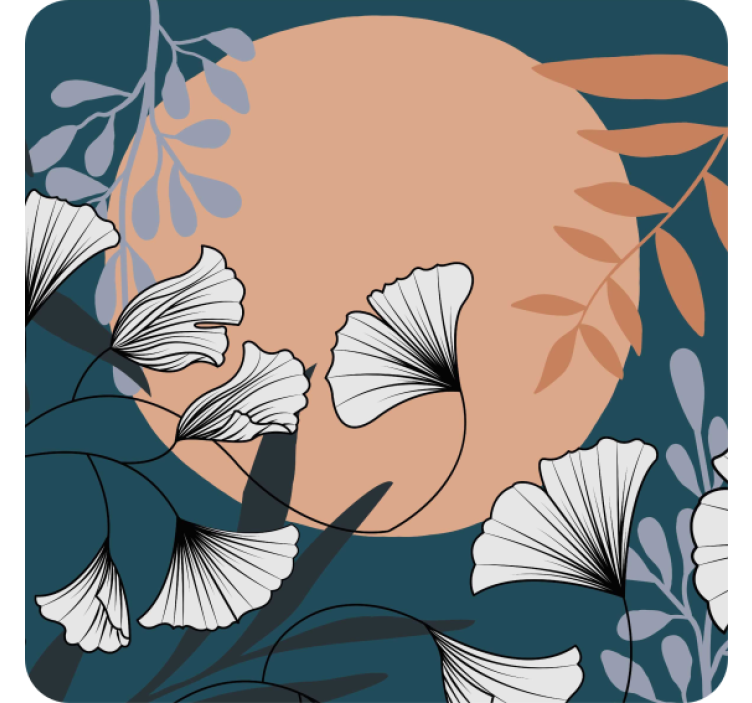 Suporturi pahare moderne cu model floral ginkgo - TenStickers